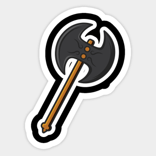 Ax hammer vector illustration. Weapon object icon concept. Dangerous wooden ax vector design. Sticker